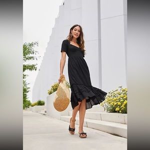 Free People Frances Tie Back Midi Black Dress